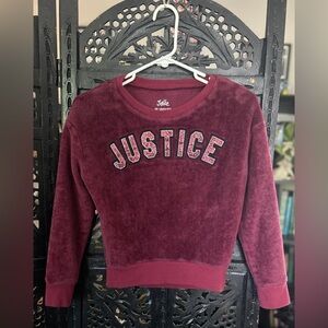 Burgundy Fleece Pullover Justice Sweater